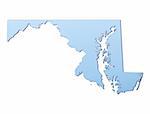 Maryland(USA) map filled with light blue gradient. High resolution. Mercator projection.