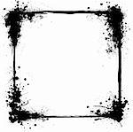 Illustrated ink frame in black and white with copy space