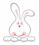 Happy amusing bunny isolated on a white background. Easter illustration.