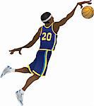 An illustration of Basketball player dunking a ball