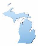 Michigan(USA) map filled with light blue gradient. High resolution. Mercator projection.