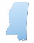 Mississippi(USA) map filled with light blue gradient. High resolution. Mercator projection.
