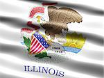 Computer generated illustration of the flag of the state of Illinois with silky appearance and waves