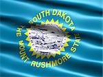 Computer generated illustration of the flag of the state of South Dakota with silky appearance and waves