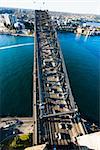 Aerial view of Sydney Harbour Bridge and cityscape in Sydney, Australia.