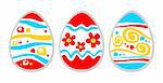 Three ornate easter eggs isolated on a white background.