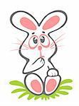 Timid easter rabbit isolated on a white background. Easter illustration.