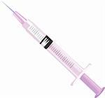 Illustration of a pink syringe isolated