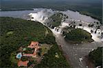 Aerial view toward Brazil's side of Iguazu Falls