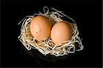 Close up of some Easter eggs in an egg carton