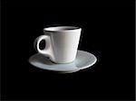 Empty white coffee cup isolated on black background