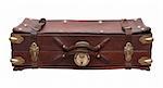 An old retro-styled suitcase from brown leather.