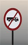 Illustration of truck printed white sign board