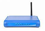 Small internet router isolated over white background. Front view
