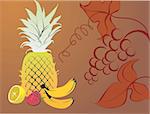 Illustration of banana, strawberry