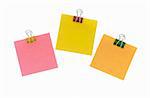 colorful post it notes hanging on white background