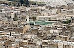 View from air to unique Morocco city Fez, popural destination for tourists from all world