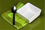 Modern dishware set for lunch in green