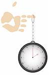 pocket clock or watch hanging from finger - time on your hands