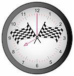 clock with checkered flags on top - race against time