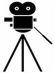 black silhouette of movie camera on white background