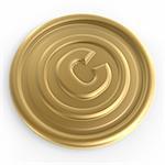 golden copyright sign coin on white background