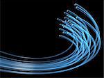 optical fibers isolated on black background