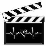 clapboard with heart rhythm running across it - heart of entertainment industry