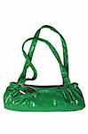 Modern green female bag on a white background