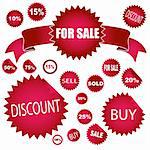 set of different shapes of sale stickers