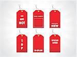tags for new stock in red, illustration