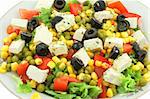 close-up of greek salad on a plate
