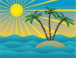 The vector image of small island with three palm trees