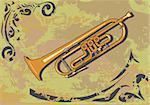 Wind musical instrument on an abstract background