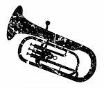 The vector image of a wind musical instrument of a tenorhorn.