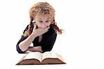 Young woman shocked while reading book