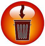 trash can button or icon with arrow - illustration