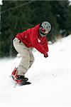 Snowboarder in helmet on race