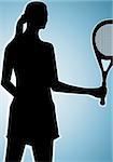 Illustration of silhouette of female tennis player