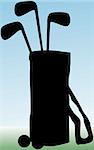 Illustration of silhouette of golf bag