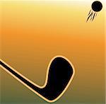 Illustration of a golf stick and ball