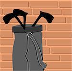 Illustration of silhouette of golf bag