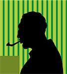 Illustration of a silhouette of man smoking
