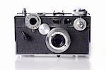 Front view of classic film rangefinder camera