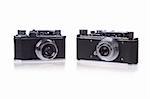 Two Classic film rangefinder camera on white background