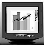 Illustration of graph in a computer monitor