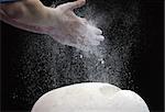 Close-up of hands of the gymnast in talc