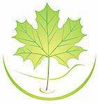 Ecological logo template with green leaf