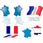 Vector set containing the french map and flag