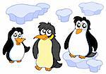 Penguins collection on white background - vector illustration.